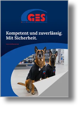 Titelseite der Multimediabroschüre mit Firmenlogo und Wachhund-Motiv